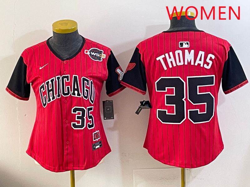 Women 2025 Chicago White Sox #35 Thomas Red Joint Name Nike MLB Jersey style 8->women mlb jersey->Women Jersey